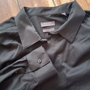 Ck Calvin Klein Slim Tall Button Up Dress Shirt Sz 19 36/37 Black